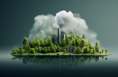 Factory producing CO2 pollution